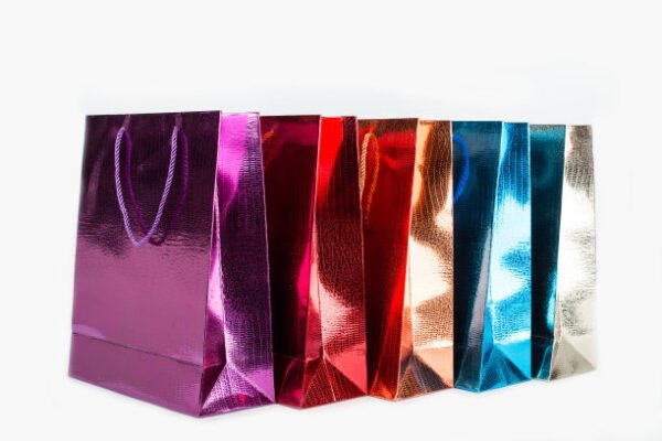 Premium embossed sustainable coated paper gift bags